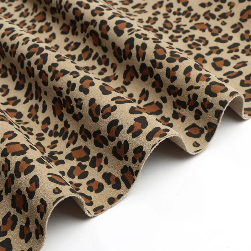 Leopard Printed Double Side Suede Leather Microfiber